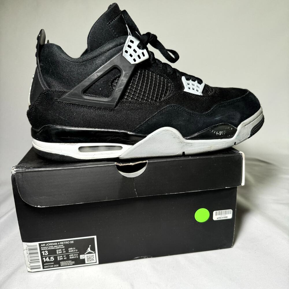Size 13 - Nike Air Jordan 4 Retro SE Black Canvas 2022 Men's Shoes